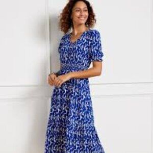 Talbots Royal Blue & White V-neck S/S dress 14